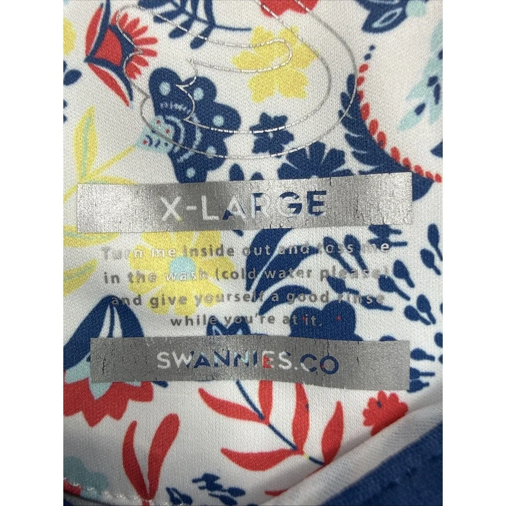 Swannies Men XL Floral Hawaiian AOP Golf Polo Stretch Covered Bridge Logo EUC - Picture 2 of 16